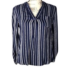 Soft Navy Blue White Longsleeve Top